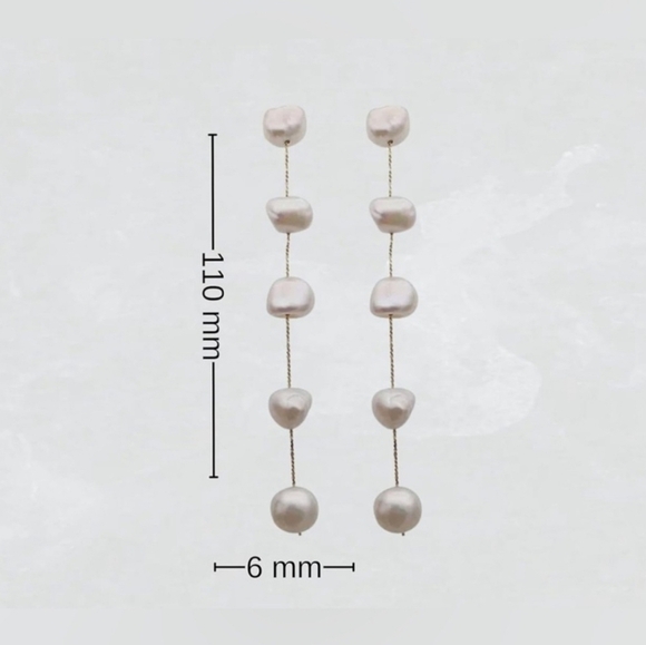 🔹️Camila Coelho🔹️ Multi Fresh Water Pearl  Gold Toe Drop Earrings - Picture 4 of 4